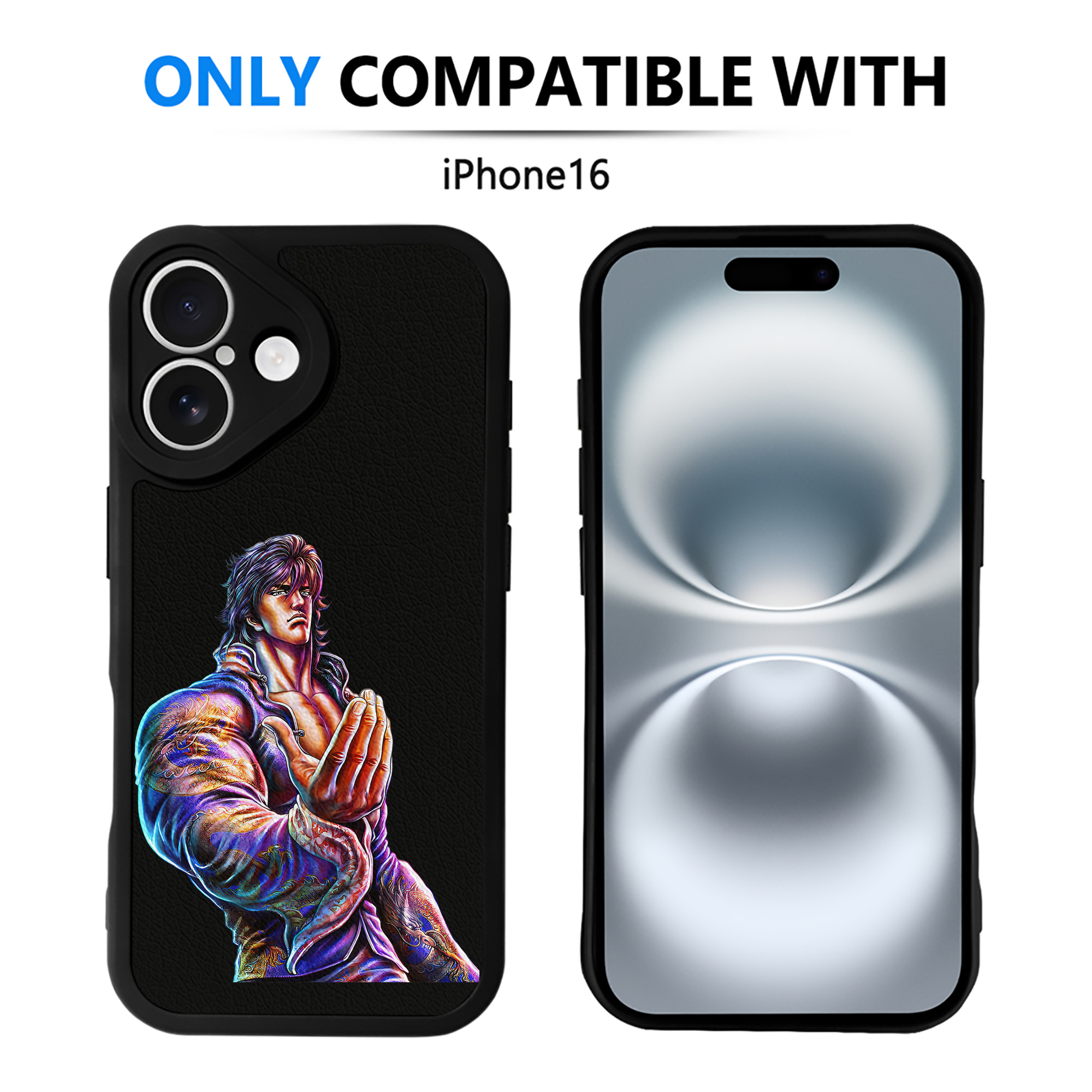 （画像用） 北斗の拳 Fist of the North Star 【iPhone 16シリーズ対応】シリコンスマホケース（レザー調） 材質：シリコン